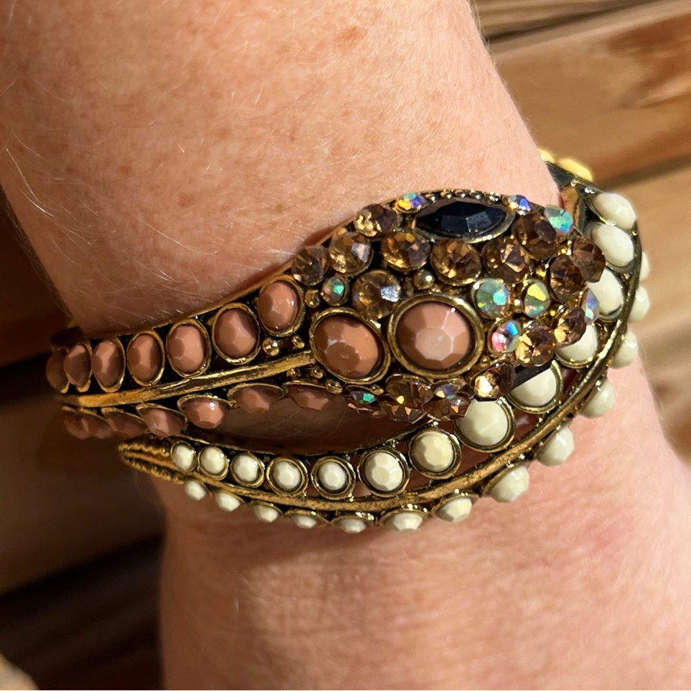 - Serpentine Amber Resin Stone Cuff! NEW!